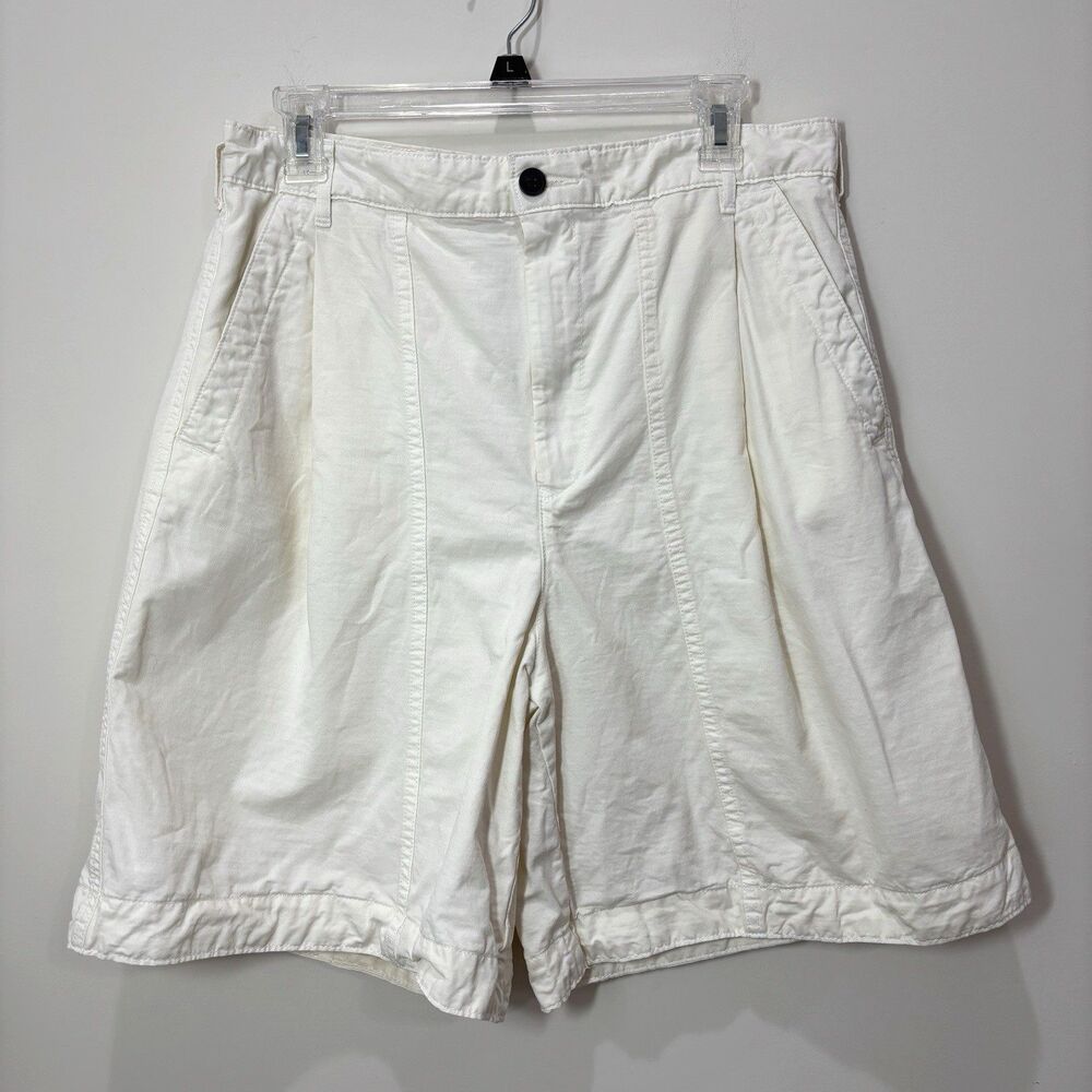 Everlane Tourist Chino Shorts 12 Cream White Organic Cotton High Waisted Pleated
